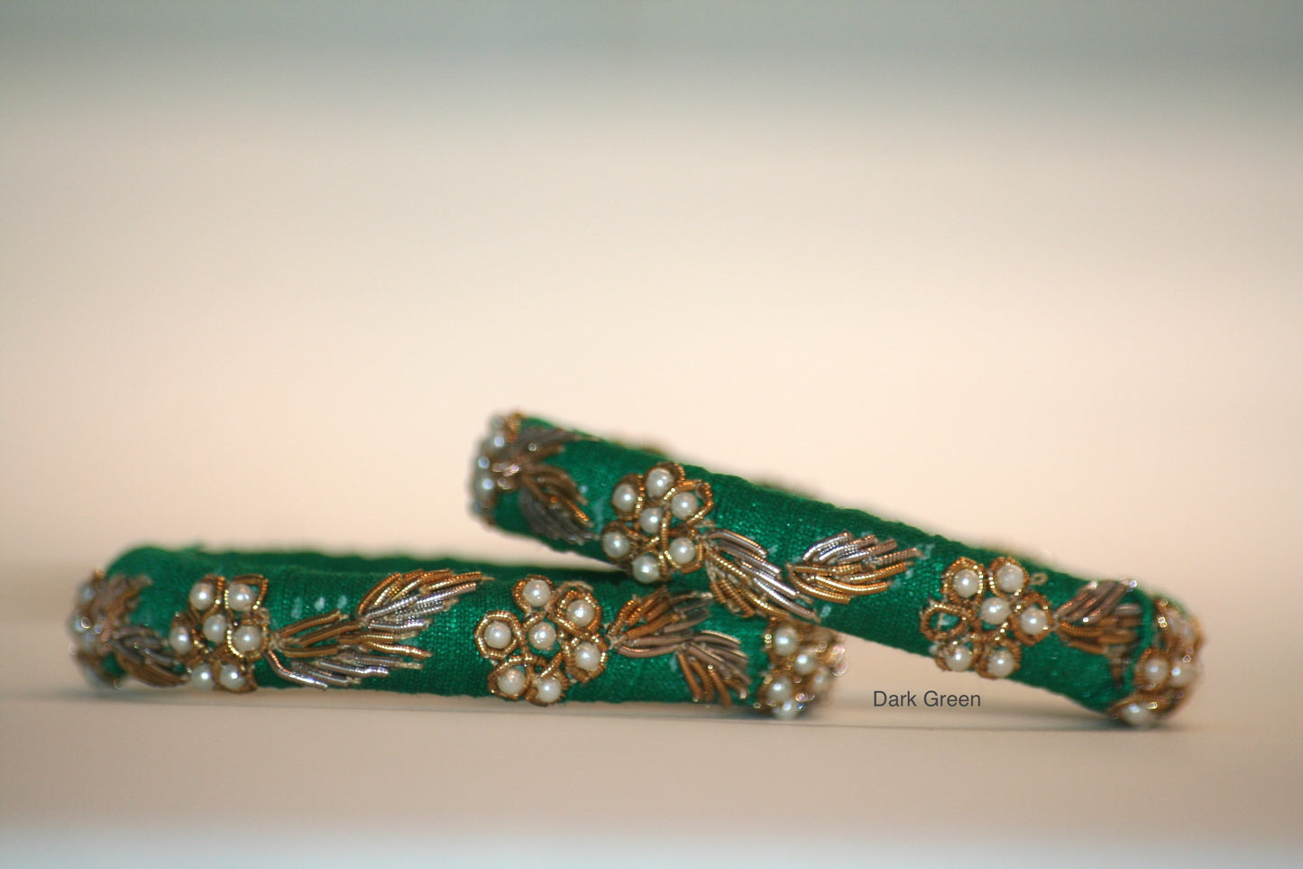 Zardozi Hand-Embroidered Raw Silk Bangles