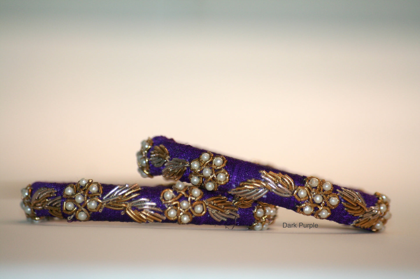 Zardozi Hand-Embroidered Raw Silk Bangles