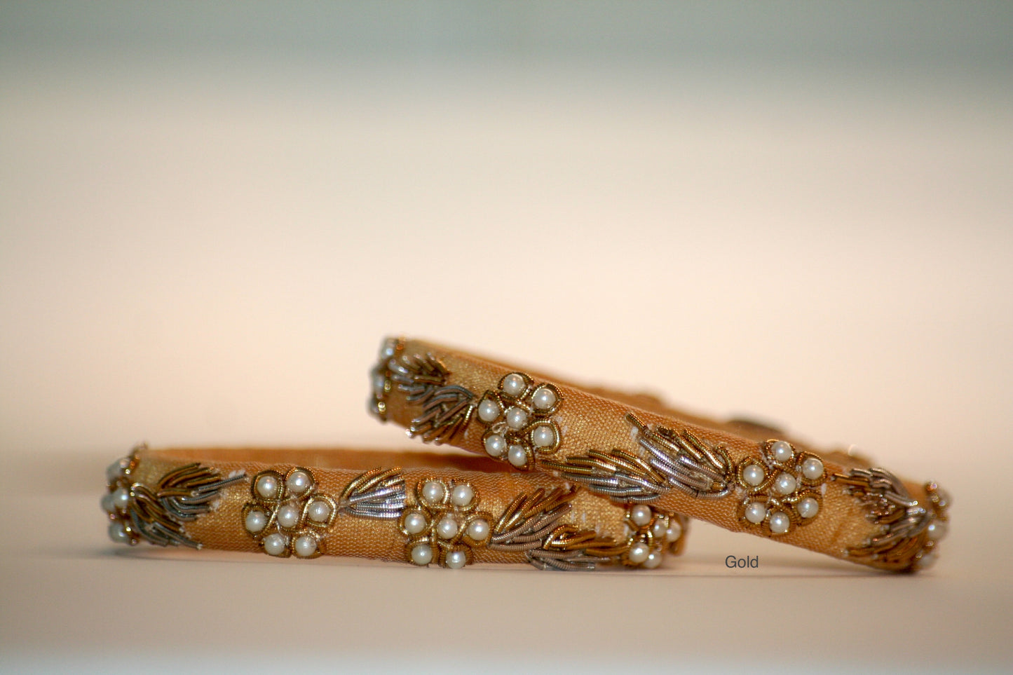 Zardozi Hand-Embroidered Raw Silk Bangles