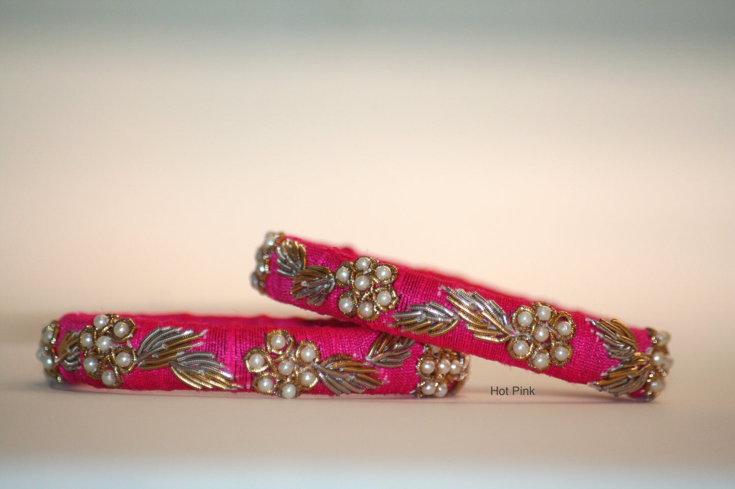 Zardozi Hand-Embroidered Raw Silk Bangles