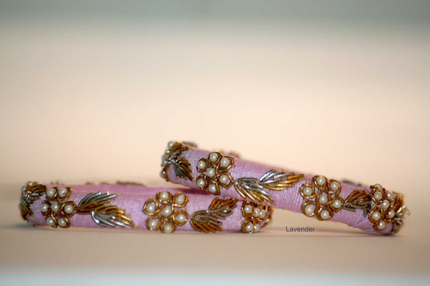 Zardozi Hand-Embroidered Raw Silk Bangles