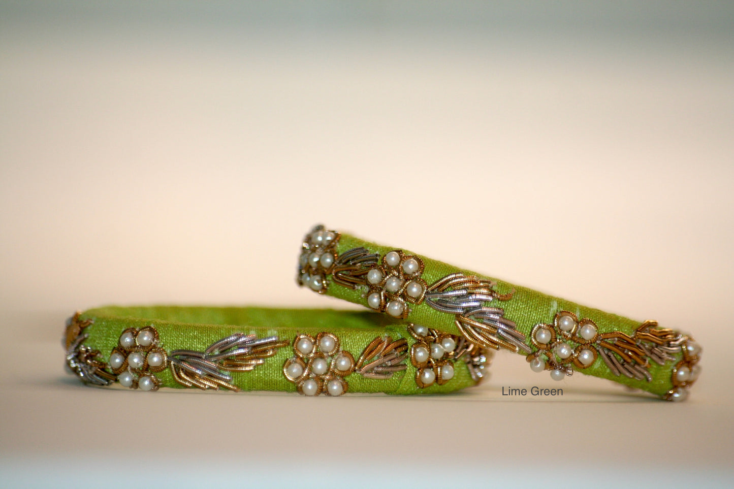 Zardozi Hand-Embroidered Raw Silk Bangles