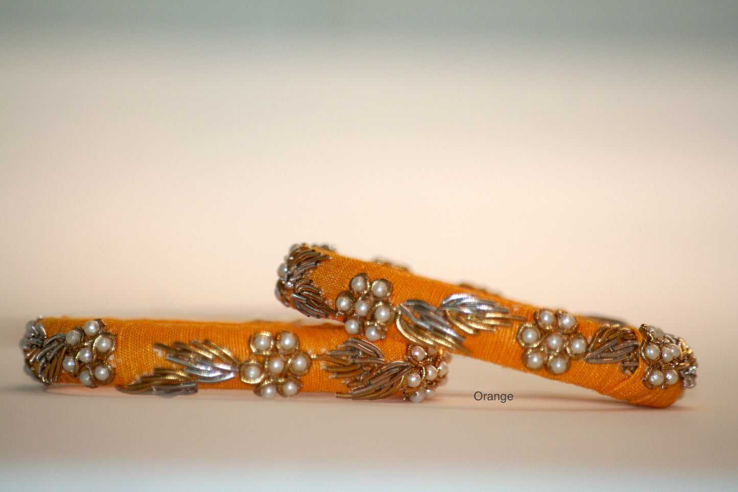 Zardozi Hand-Embroidered Raw Silk Bangles