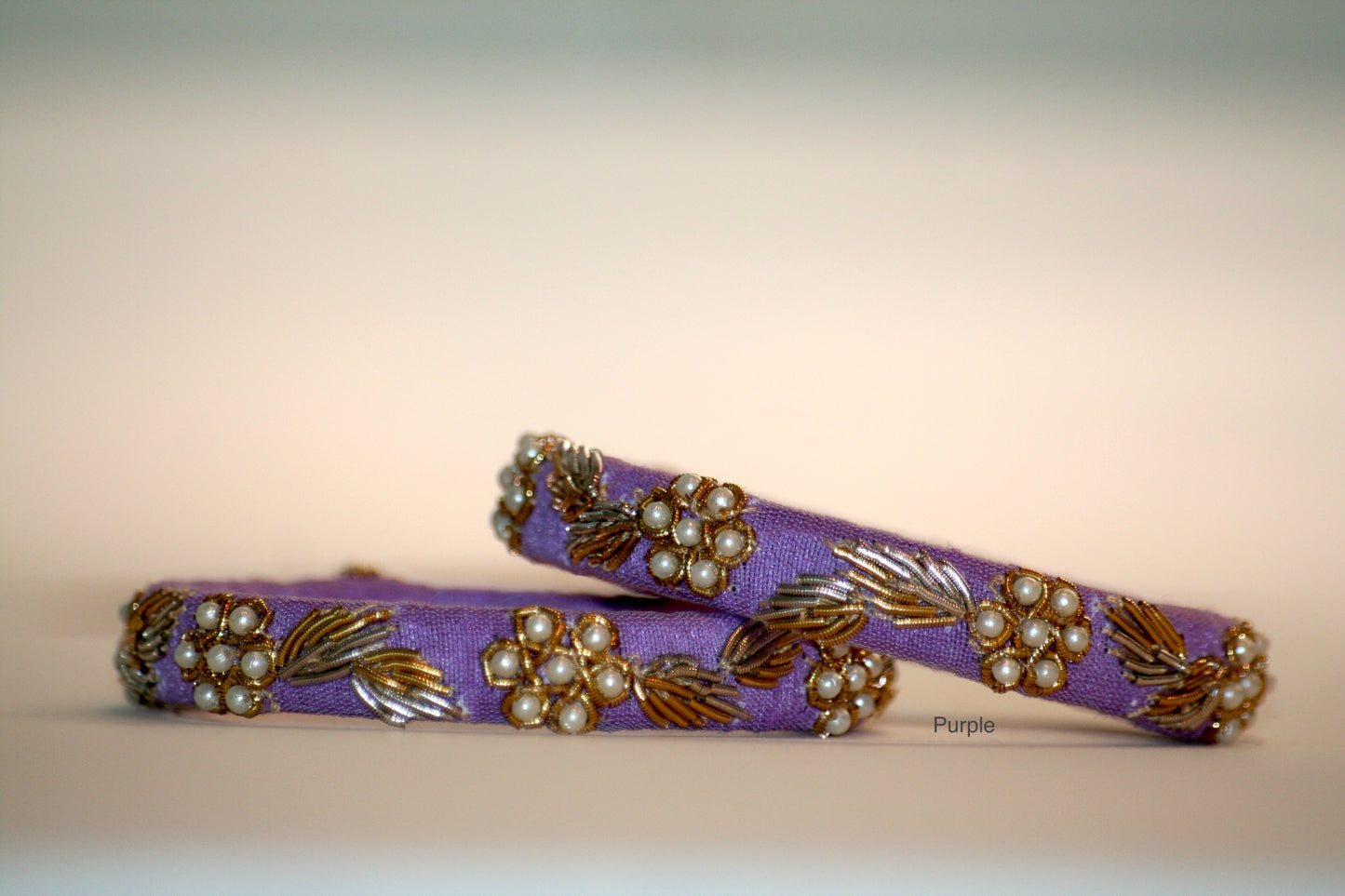 Zardozi Hand-Embroidered Raw Silk Bangles