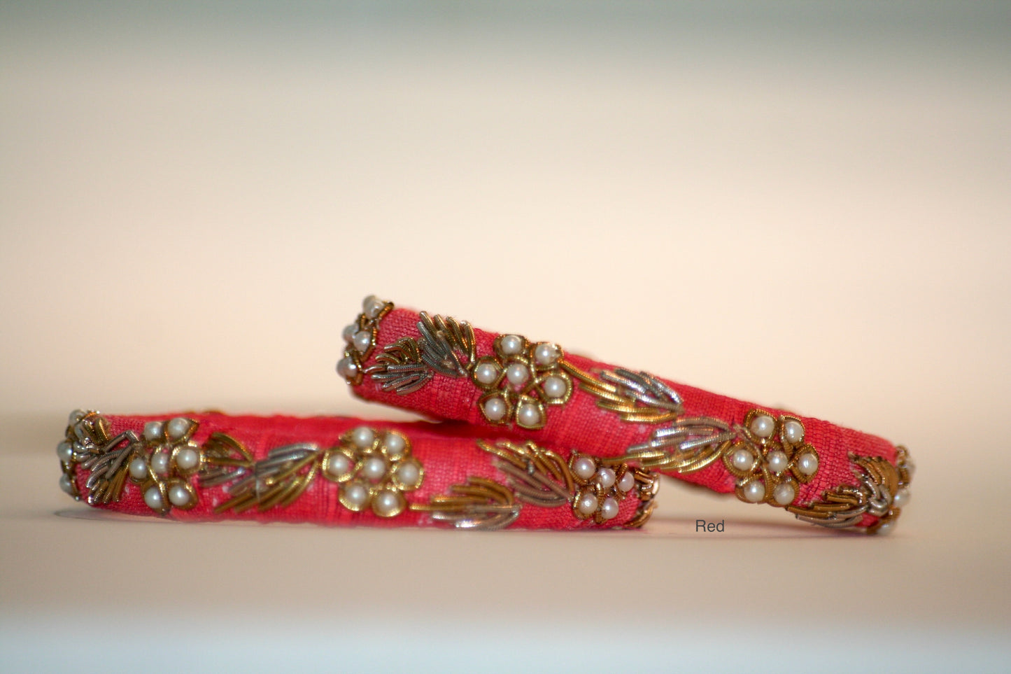 Zardozi Hand-Embroidered Raw Silk Bangles