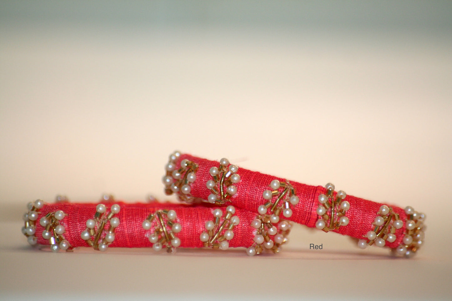 Zardozi Hand-Embroidered Raw Silk Bangles