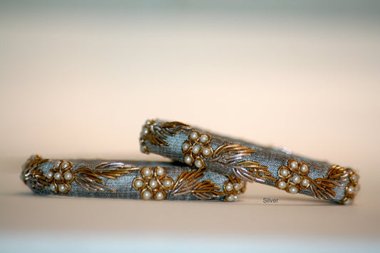 Zardozi Hand-Embroidered Raw Silk Bangles