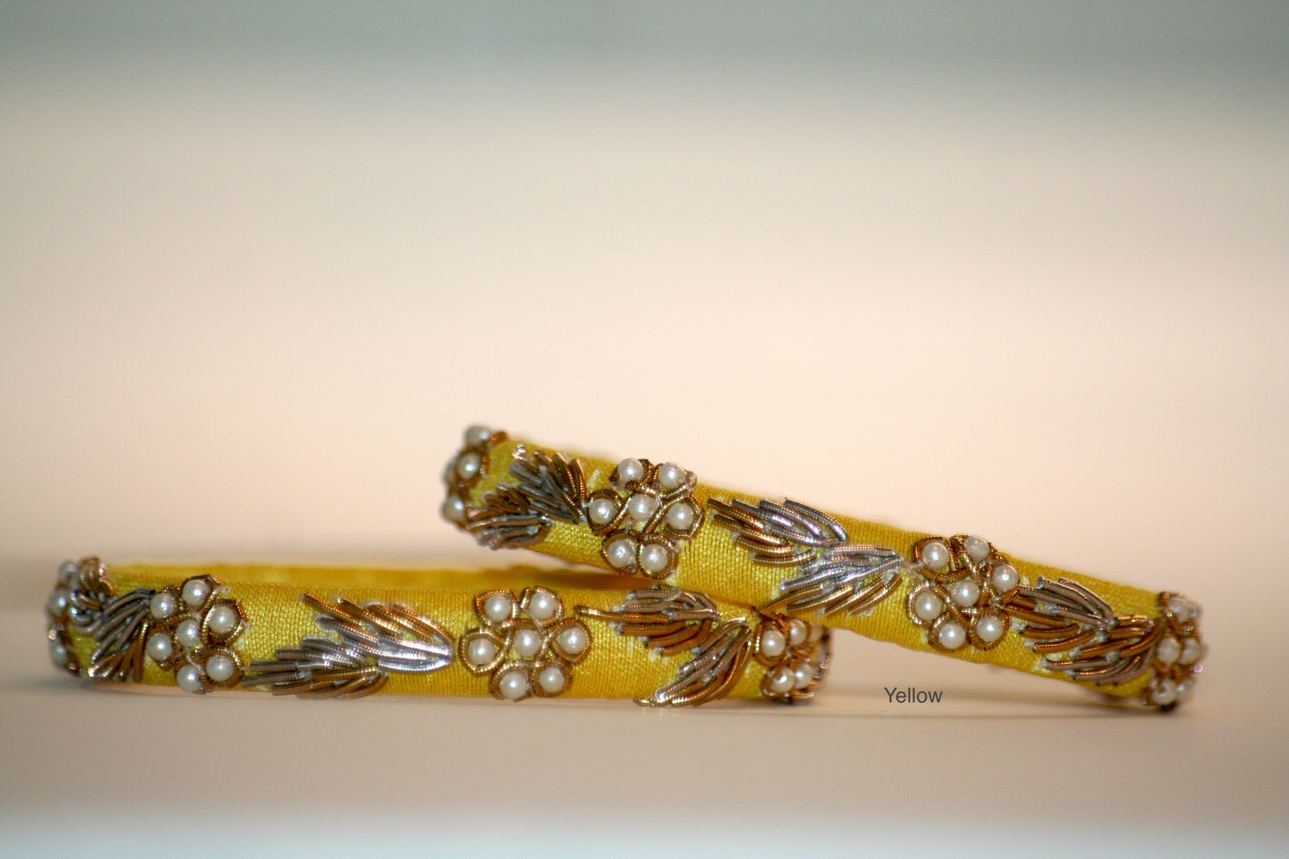 Zardozi Hand-Embroidered Raw Silk Bangles